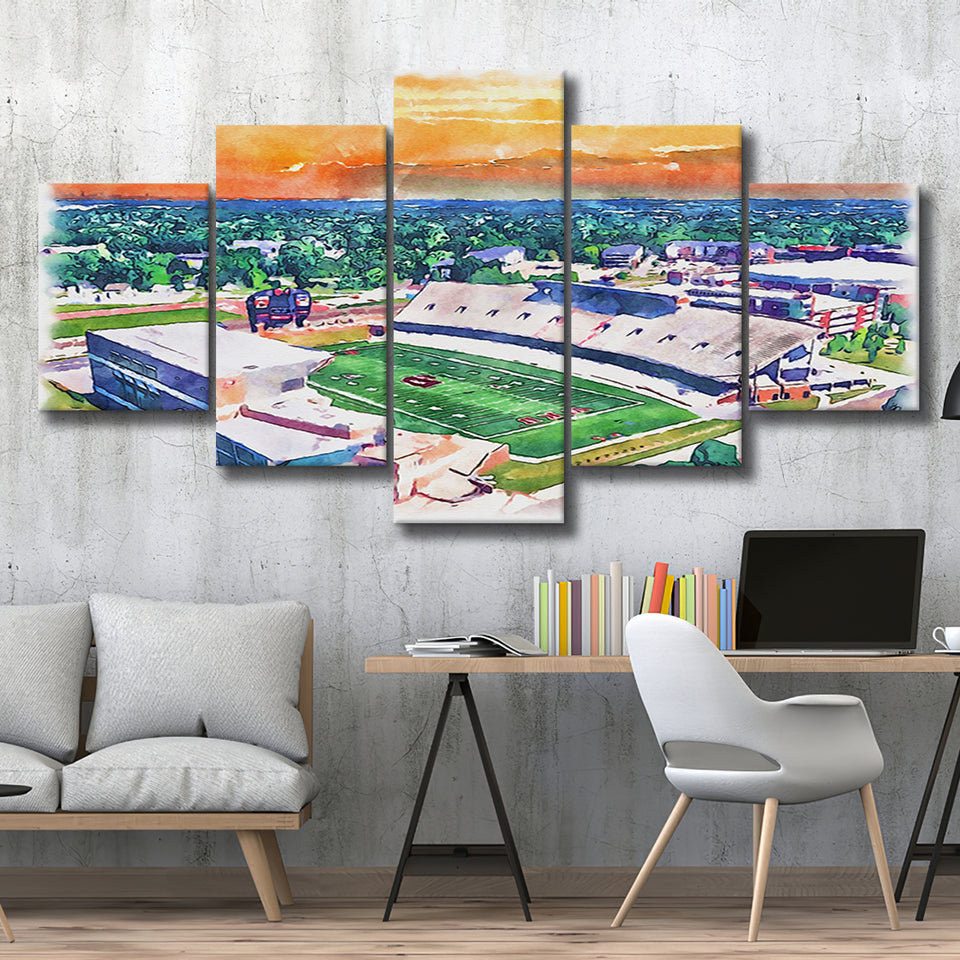 Western Kentucky Hilltoppers Houchens Industries Stadium Watercolor,Multi Panel Canvas Prints Wall Art Decor