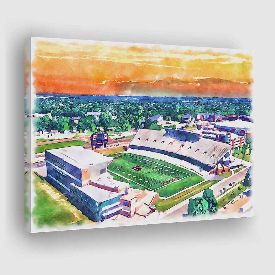 Western Kentucky Hilltoppers Houchens Industries Stadium Watercolor, Sport Art Prints Fan Gift, Canvas Prints Wall Art Decor