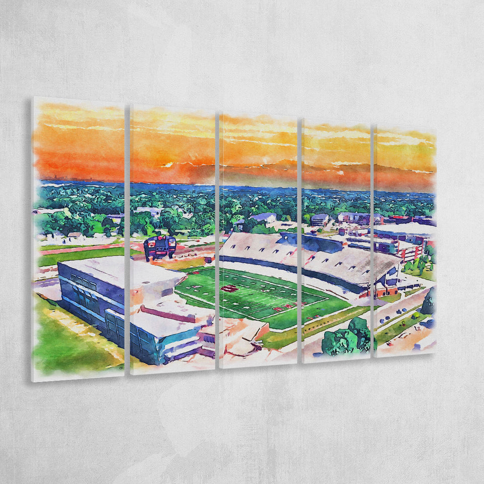 Western Kentucky Hilltoppers Houchens Industries Stadium Watercolor, 5 Pieces B,Canvas Prints Wall Art Decor