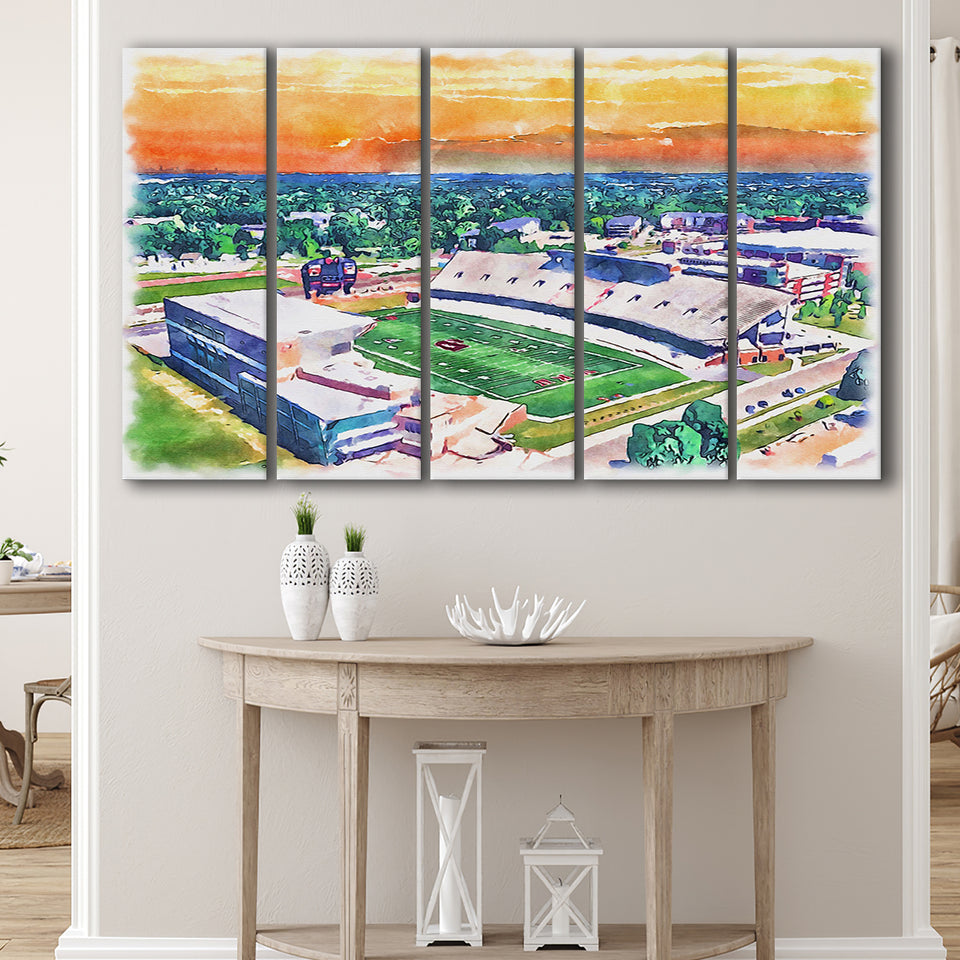 Western Kentucky Hilltoppers Houchens Industries Stadium Watercolor, 5 Pieces B,Canvas Prints Wall Art Decor