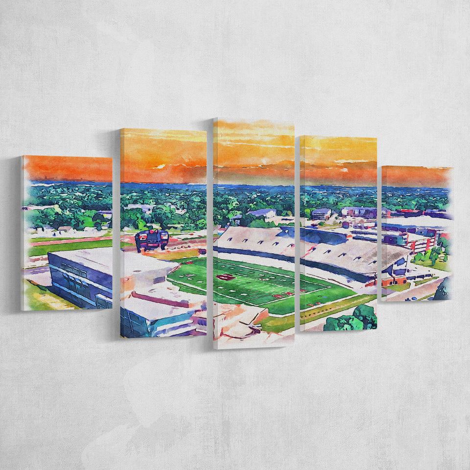 Western Kentucky Hilltoppers Houchens Industries Stadium Watercolor,Multi Panel Canvas Prints Wall Art Decor