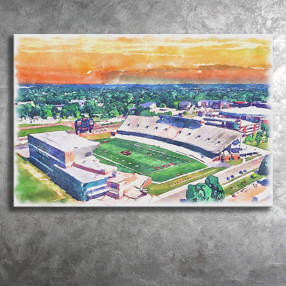 Western Kentucky Hilltoppers Houchens Industries Stadium Watercolor, Sport Art Prints Fan Gift, Canvas Prints Wall Art Decor