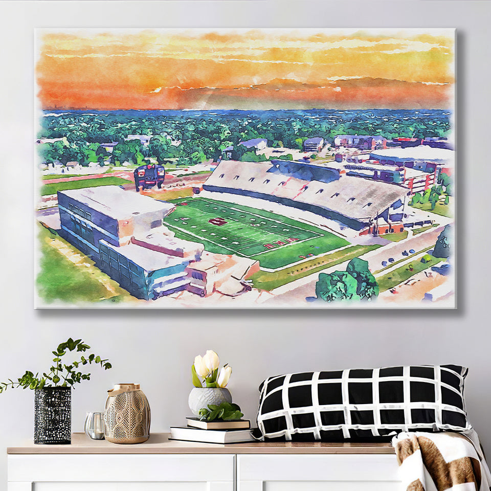 Western Kentucky Hilltoppers Houchens Industries Stadium Watercolor, Sport Art Prints Fan Gift, Canvas Prints Wall Art Decor
