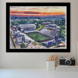 Western Michigan Broncos Waldo Stadium Watercolor, Sport Prints Fan Gift, Framed Art Prints Wall Art Decor