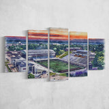 Western Michigan Broncos Waldo Stadium Watercolor, 5 Pieces, Multi Panel Canvas Prints Wall Art Decor