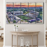 Western Michigan Broncos Waldo Stadium Watercolor, 5 Pieces B, Multi Panel Canvas Prints Wall Art Decor