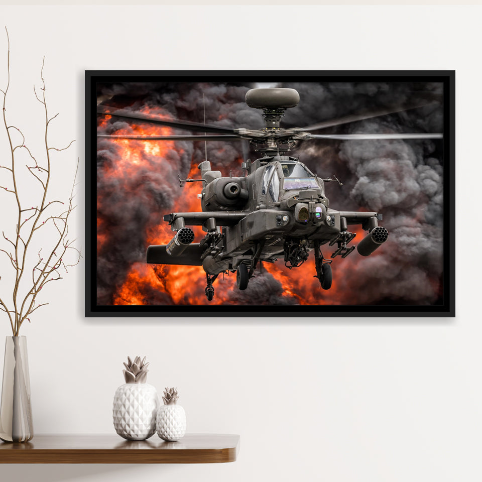 Westland Wah 64D Longbow Apache Framed Canvas Prints Wall Art Decor - Painting Canvas, Black Framed Picture