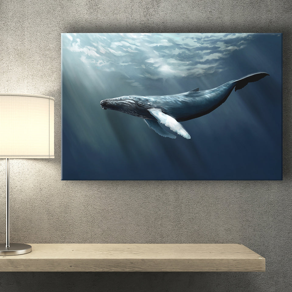 Whale In The Sea Ocean, Canvas Prints Wall Art Home Decor