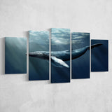 Whale In The Sea Ocean, Multi Panels, 5 Pieces, Canvas Prints Wall Art Home Decor