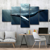 Whale In The Sea Ocean, Multi Panels, 5 Pieces, Canvas Prints Wall Art Home Decor