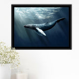 Whale In The Sea Ocean, Framed Canvas Prints Wall Art Home Decor,Floating Frame, Ready to Hang
