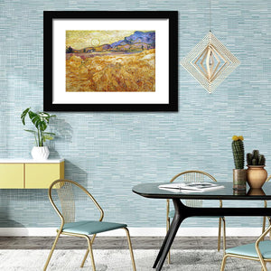 Wheat Field With Reaper And Sun By Vincent Van Gogh-Canvas art,Art Print,Frame art,Plexiglass cover