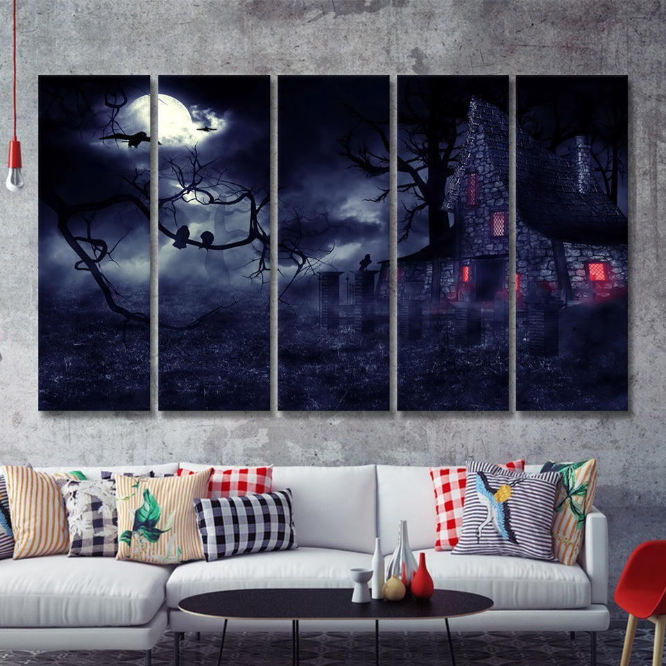 When The Halloween Is On The Go Multi 5 Pieces Canvas Prints Wall Art - Painting Canvas, Multi Panels, Wall Decor