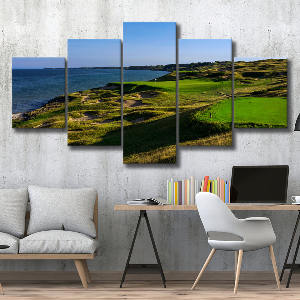 Whistling Straits Golf Resort, Straits Course Hole 03, Kohler, Wisconsin, Golf Art Print, 5 Panels Canvas Prints Wall Art