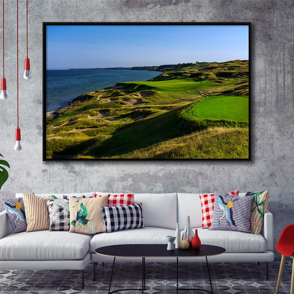 Whistling Straits Golf Resort, Straits Course Hole 03, Kohler, Wisconsin, Framed Canvas Prints Wall Art Decor, Floating Frame