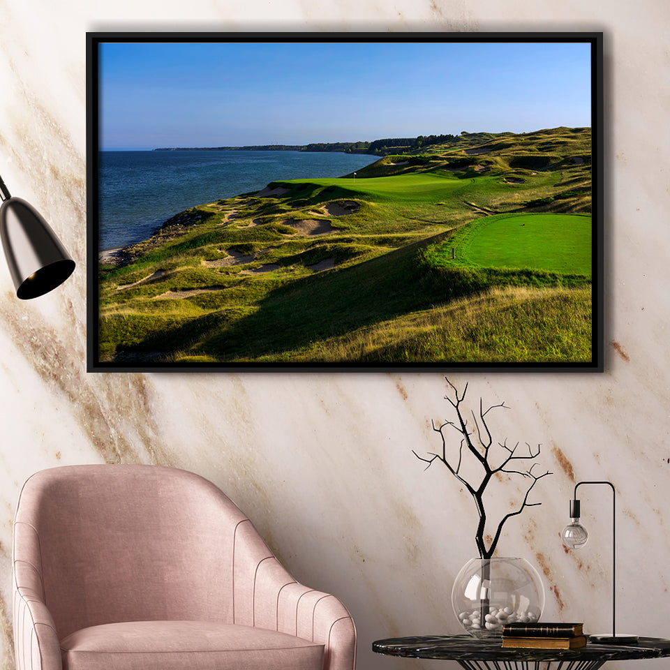 Whistling Straits Golf Resort, Straits Course Hole 03, Kohler, Wisconsin, Framed Canvas Prints Wall Art Decor, Floating Frame