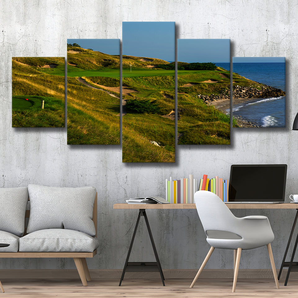 Whistling Straits Golf Resort, Straits Course Hole 07, Kohler, Wisconsin, Golf Art Print, 5 Panels Canvas Prints Wall Art