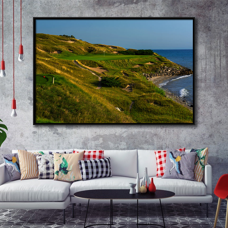 Whistling Straits Golf Resort, Straits Course Hole 07, Kohler, Wisconsin, Framed Canvas Prints Wall Art Decor, Floating Frame