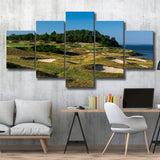 Whistling Straits Golf Resort, Straits Course Hole 14, Kohler, Wisconsin, Golf Art Print, 5 Panels Canvas Prints Wall Art