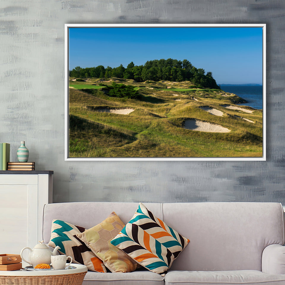 Whistling Straits Golf Resort, Straits Course Hole 14, Kohler, Wisconsin, Framed Canvas Prints Wall Art Decor, Floating Frame