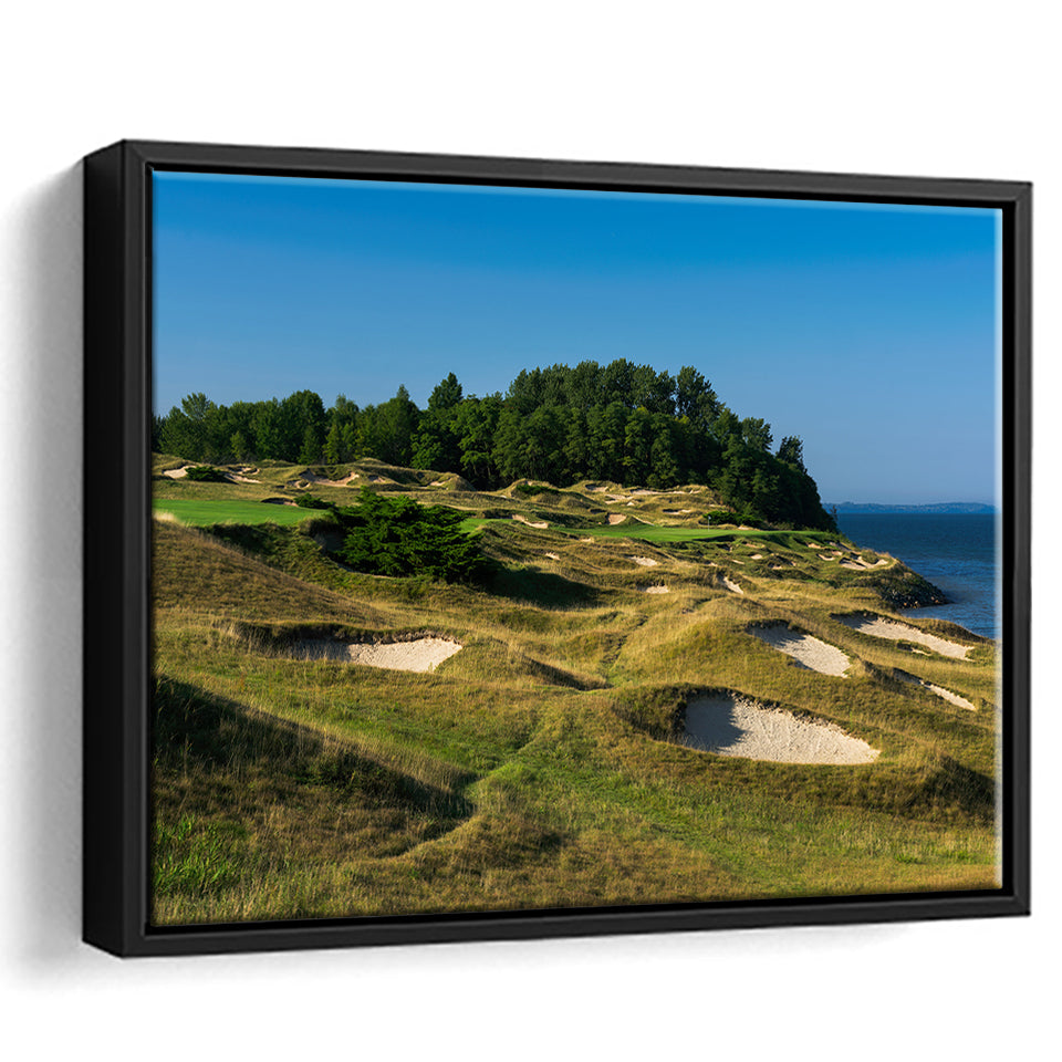 Whistling Straits Golf Resort, Straits Course Hole 14, Kohler, Wisconsin, Framed Canvas Prints Wall Art Decor, Floating Frame