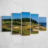 Whistling Straits Golf Resort, Straits Course Hole 14, Kohler, Wisconsin, Golf Art Print, 5 Panels Canvas Prints Wall Art