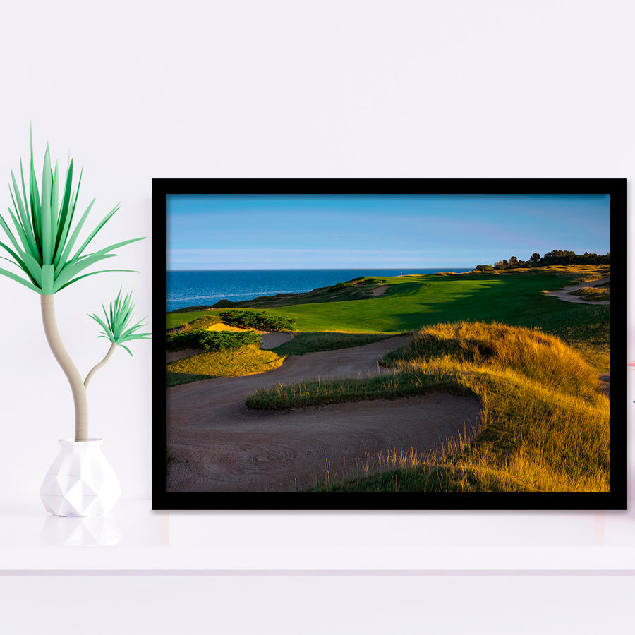 Whistling Straits Golf Resort, Straits Course Hole 16, Kohler, Wisconsin, Golf Sport Print, Framed Art Prints Home Decor