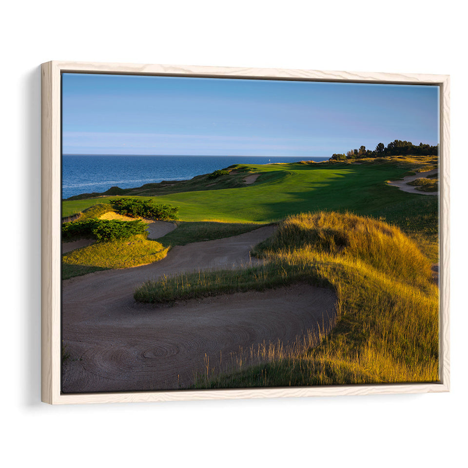 Whistling Straits Golf Resort, Straits Course Hole 16, Kohler, Wisconsin, Framed Canvas Prints Wall Art Decor, Floating Frame