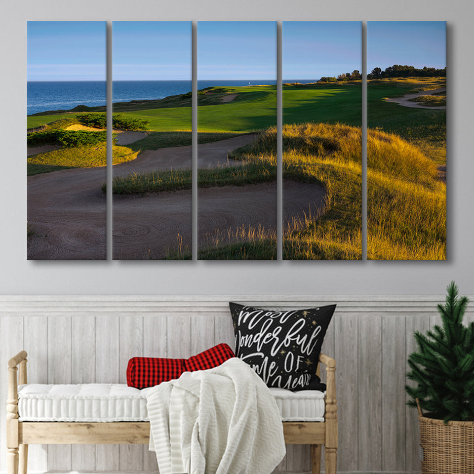 Whistling Straits Golf Resort, Straits Course Hole 16, Kohler, Wisconsin, 5 Panels Extra Large Canvas Prints Wall Art Decor