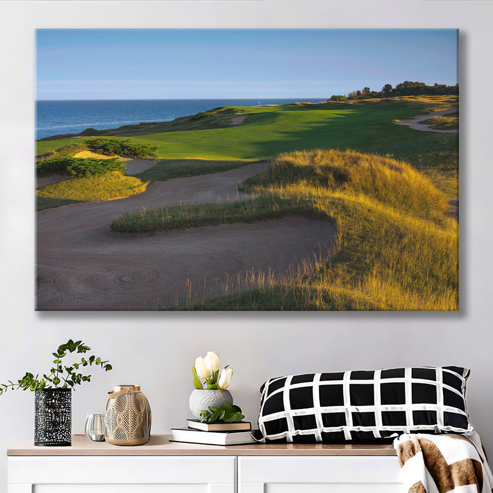 Whistling Straits Golf Resort, Straits Course Hole 16, Kohler, Wisconsin, Golf Art Print, Canvas Prints Wall Art Decor