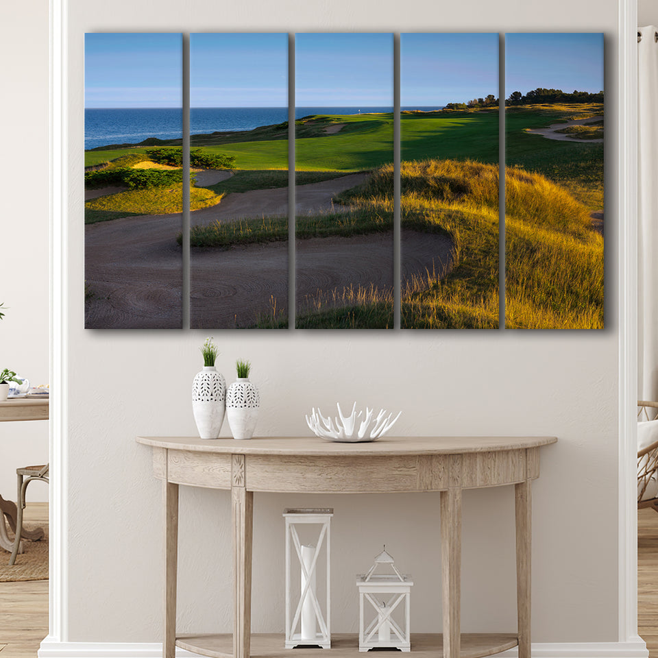 Whistling Straits Golf Resort, Straits Course Hole 16, Kohler, Wisconsin, 5 Panels Extra Large Canvas Prints Wall Art Decor