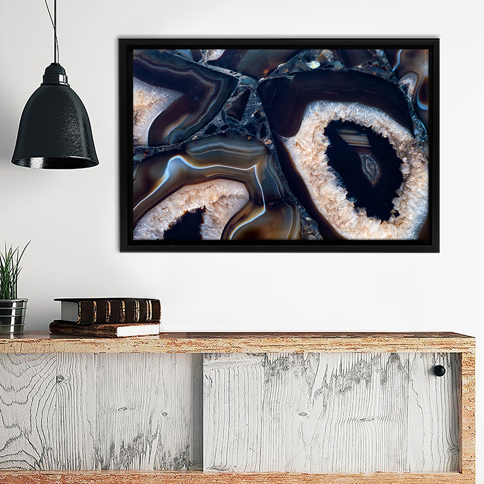 White Abstract Jewelry Stone Framed Canvas Prints Wall Art - Canvas Painting, Framed Art, Prints for Sale, Wall Decor, Home Decor