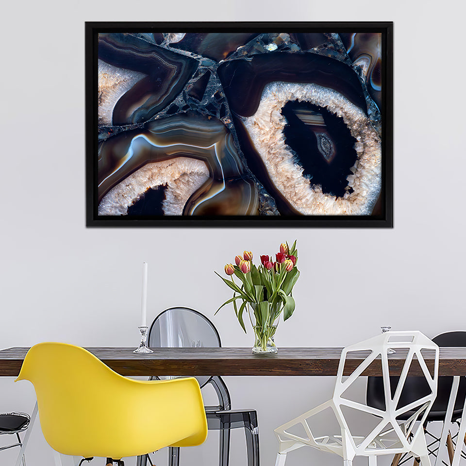 White Abstract Jewelry Stone Framed Canvas Prints Wall Art - Canvas Painting, Framed Art, Prints for Sale, Wall Decor, Home Decor