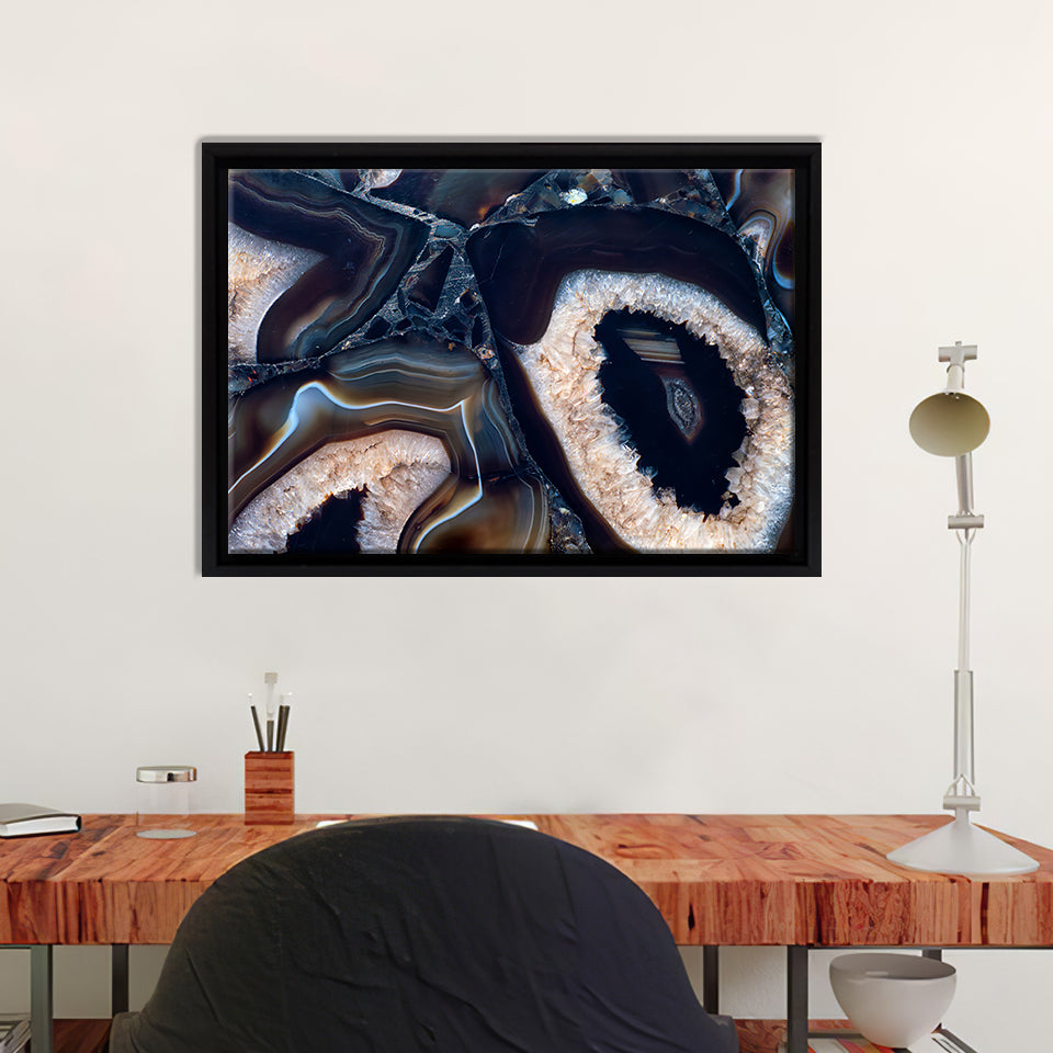 White Abstract Jewelry Stone Framed Canvas Prints Wall Art - Canvas Painting, Framed Art, Prints for Sale, Wall Decor, Home Decor