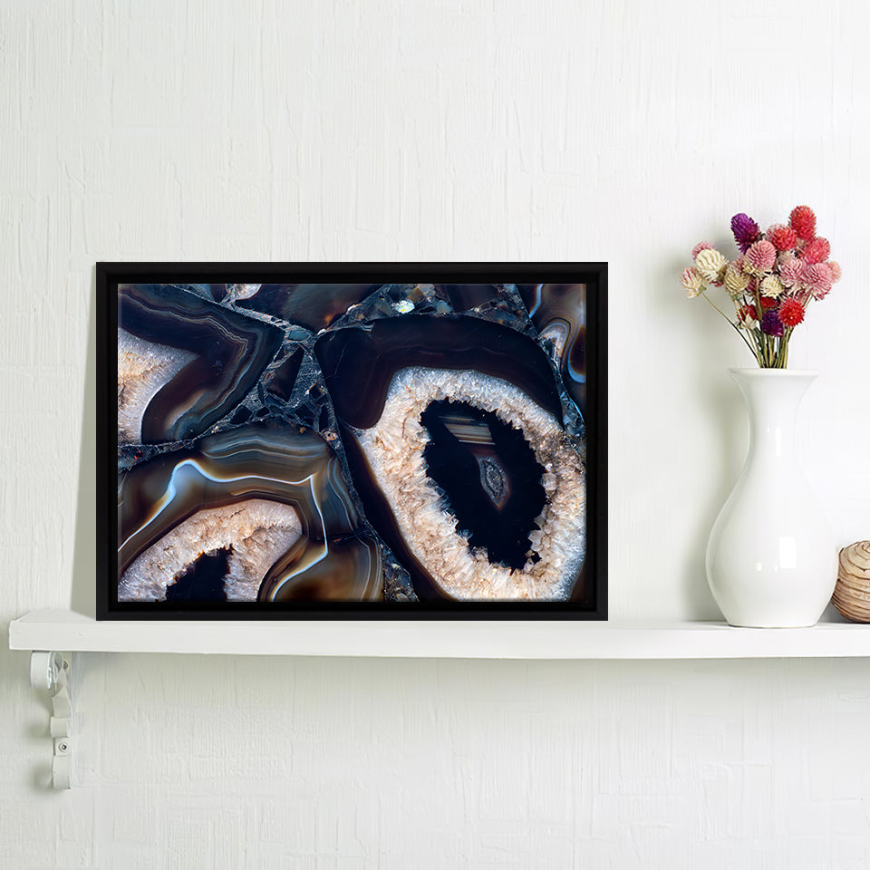 White Abstract Jewelry Stone Framed Canvas Prints Wall Art - Canvas Painting, Framed Art, Prints for Sale, Wall Decor, Home Decor