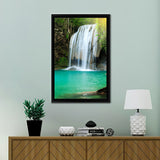 White Erawan National Park Waterfall Frame Canvas Prints Wall Art - Painting Canvas, Framed Prints, Prints for Sale, Wall Decor, Home Decor
