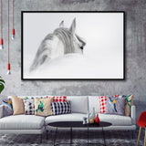 White Horse Framed Canvas Prints Wall Art Decor - Paiting Canvas, Art Prints, Floating Frame