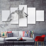 White Horse 5 Piece Canvas Prints Wall Art Decor - Painting Canvas, Multi Panels