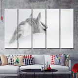 White Horse 5 Piece B Canvas Prints Wall Art Decor - Painting Canvas, Multi Panels