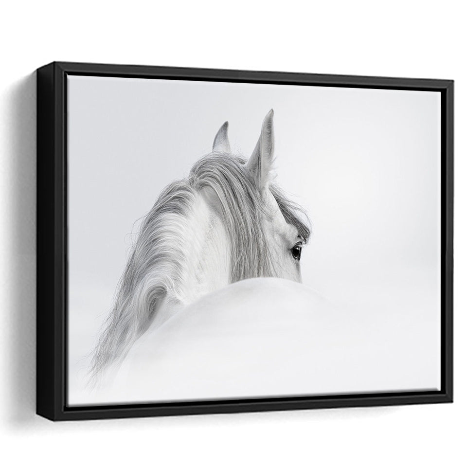 White Horse Framed Canvas Prints Wall Art Decor - Paiting Canvas, Art Prints, Floating Frame
