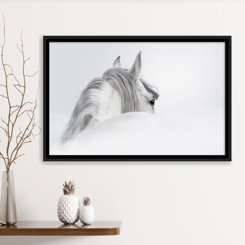 White Horse Framed Canvas Prints Wall Art Decor - Paiting Canvas, Art Prints, Floating Frame