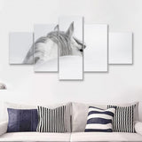 White Horse 5 Piece Canvas Prints Wall Art Decor - Painting Canvas, Multi Panels