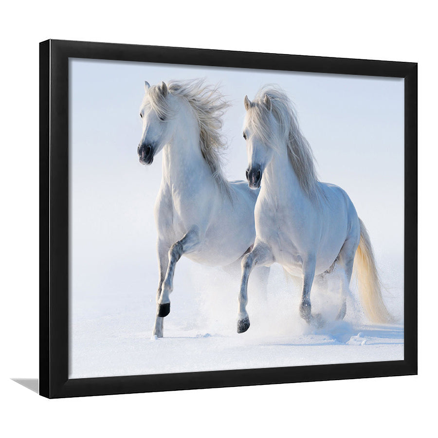 White Horses Framed Art Prints Wall Decor - Painting Prints, Framed Picture, Home Decor