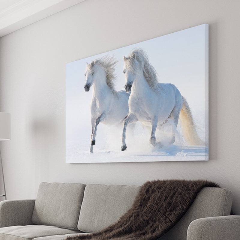 White Horses Canvas Prints Wall Art Decor - Paiting Canvas, Art Prints, Wall Decor, For Sale