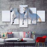 White Horses 5 Piece Canvas Prints Wall Art Decor - Painting Canvas, Multi Panels