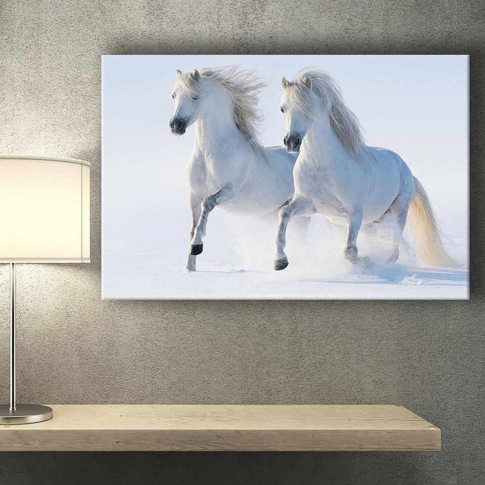 White Horses Canvas Prints Wall Art Decor - Paiting Canvas, Art Prints, Wall Decor, For Sale