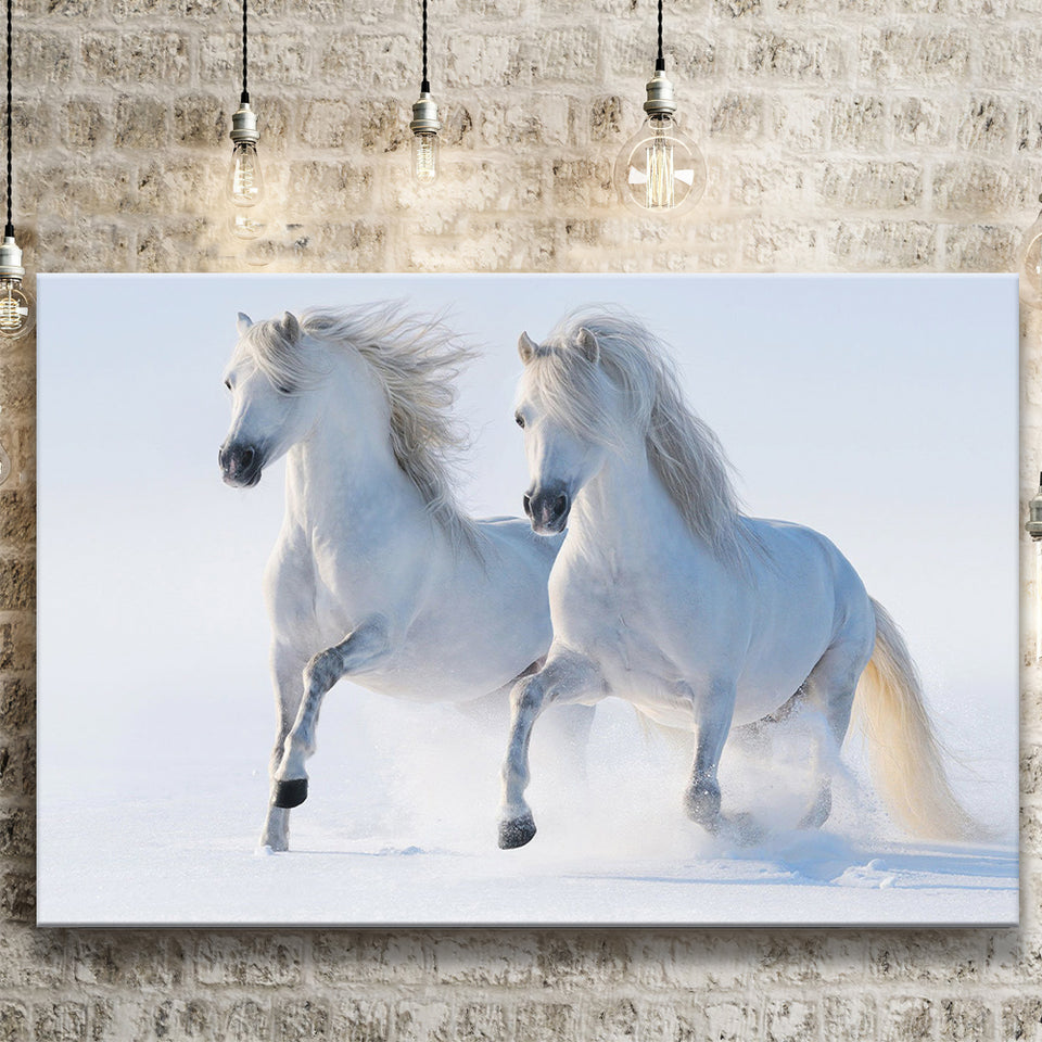 White Horses Canvas Prints Wall Art Decor - Paiting Canvas, Art Prints, Wall Decor, For Sale