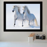 White Horses Framed Art Prints Wall Decor - Painting Prints, Framed Picture, Home Decor