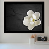 White Magnolia Flower, Floral Framed Art Prints Wall Art Decor,Black Frame, Ready to hang