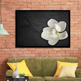 White Magnolia Flower, Floral Framed Art Prints Wall Art Decor,Black Frame, Ready to hang